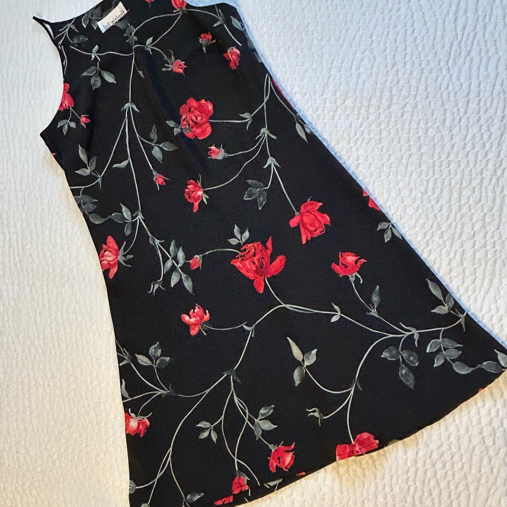 VINTAGE ! Jodi Michaels Black and Red Floral Dress